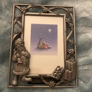 Santa metal picture frame 5 by 7 inches with picture